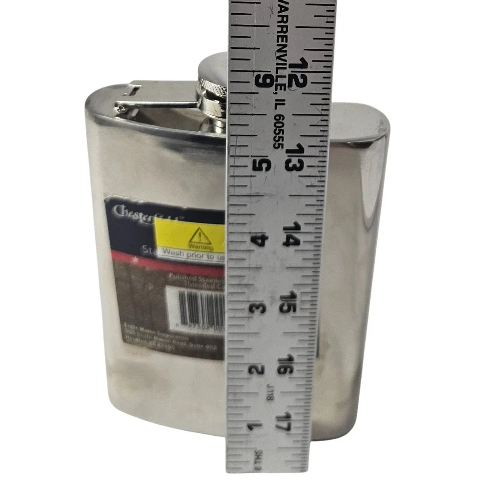 Chester Creek Polished Stainless Steel‎ 8 oz Hip Flask Model 26 Silver Twist Cap